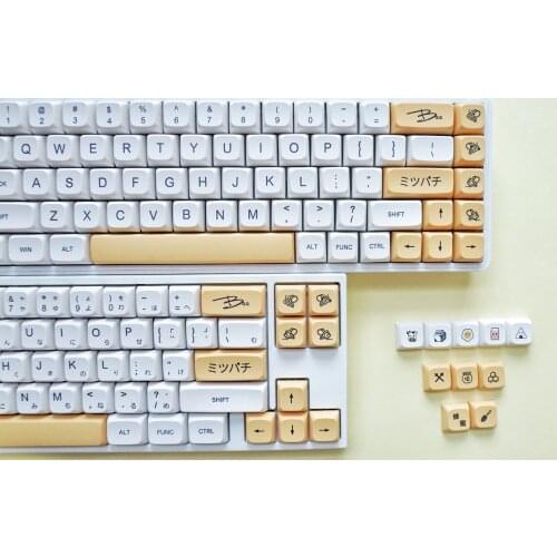 137 Key PBT Heat Sublimation Minimal White Bee Milk Machinery Keyboard Key Cap Ball Cap 108/104/87/FL980/ NJ68 / K2