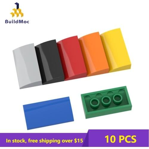 10PCS MOC 88930 Slope Brick Curved 2x4x2/3 No Studs With Bottom Tubes DIY Building Blocks Parts Educational Kids Toys