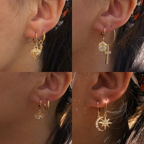 Fashion Simple Earrings Ins Wind Zircon Earrings Geometric Love Luxury Earrings Fashion Women Jewelry Wholesale