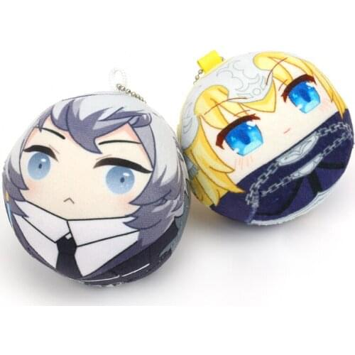 Cartoon anime character custom VOGRACE round shape manjuu hot sale PP cotton ball beads short plush keychain as gift no MOQ