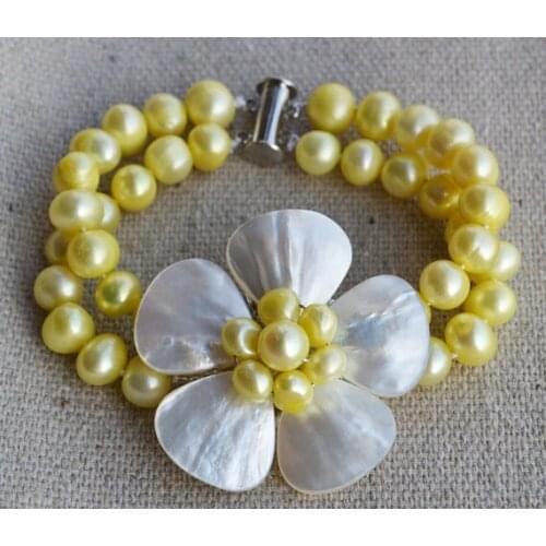 New Favorite Pearl Bracelet Shell Flower Round Genuine Freshwater Pearls Fine Wedding Birthday Party Jewelry Charming Lady Gift
