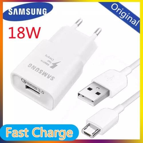 EU Original A51 Samsung Fast Charge Power 18W Adapter Micro USB Travel Fast Charging Cable For Galaxy J4+ M10s J4 Core M30 A02