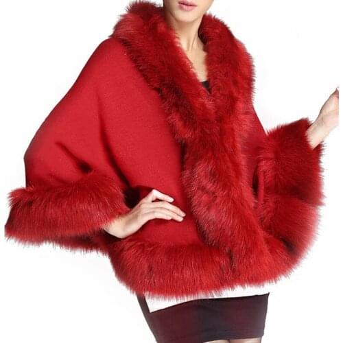 Winter Faux Fur Coat Women Ponchos And Capes Fur Top Wedding Dress Shawl Cape Shaggy Fluffy Coat for Women manteau femme hiver