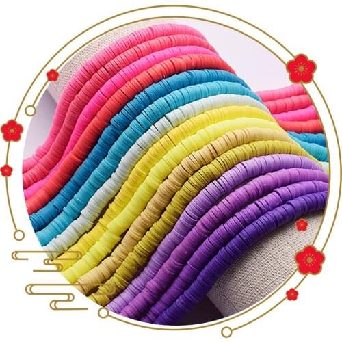 6mm Flat Round Handmade Spacer Beads Multicolor Polymer Clay Beads Spacers Loose Disc Bead For Jewelry Making Findings