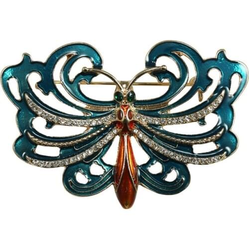 Hollow alloy inlaid with diamonds, enamel temperament, brooch coat, drop glaze, butterfly brooch accessories, female