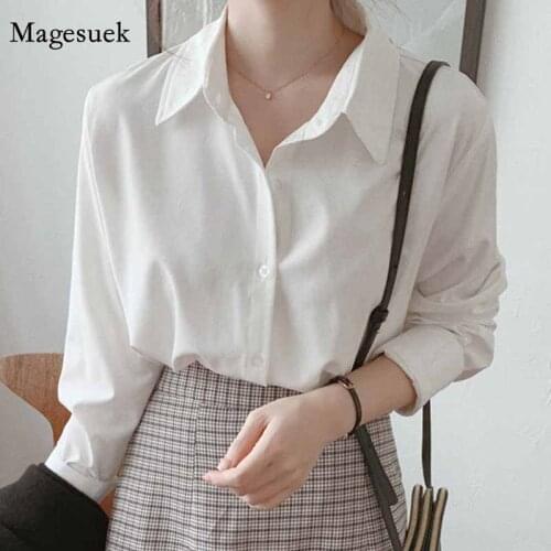 Casual Single Breasted 2020 Autumn Female Tops Plus Size Cardigan Solid Chiffon Womens Blouse Long Sleeve Womens Shirts 11362