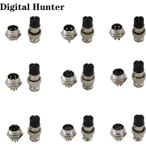 M/F Type 2,3,4,5,6,7,8,9,10-Pin Chassis Sockets Connects Microphone Mic Plug GX16 Connectors Used on Many CB Radios and Ham