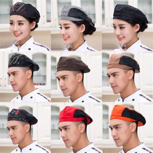 Chef Hat Men Women Mesh Patchwork Chef Restaurant Kitchen Cooking Work Wear Hats Beret Hotel Bakey Cafe Waiter Breathable Cap
