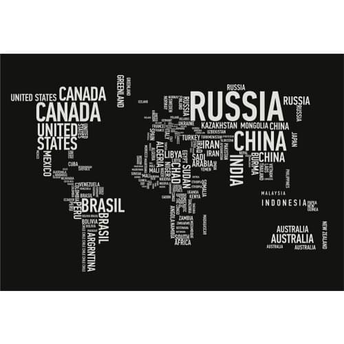 World Map Names Art Film Print Silk Poster Home Wall Decor 24x36inch