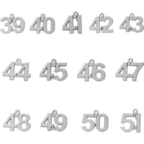 Skyrim 20pcs 39 40 41 42 43 44 45 46 47 48 49 50 51 Number Charm Sliver Metal Pendant DIY Fit for Necklace/ Bracelet Jewelry