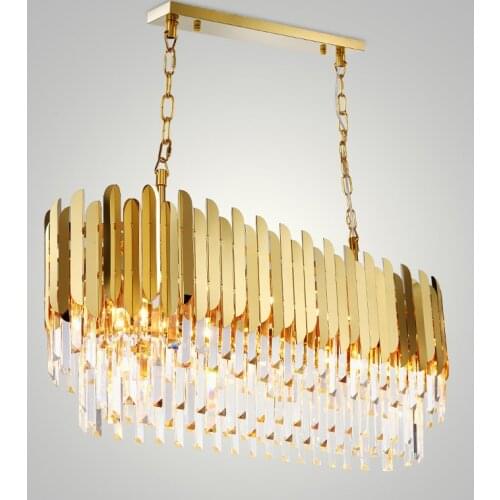 LED Postmodern Stainless Steel Crystal Lustre Art Deco Oval Round Gold Chandelier Lighting LED Lamp LED Light For Dinning Room