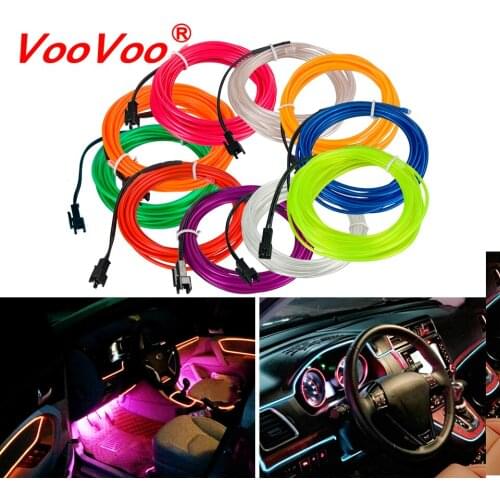 VooVoo 1 Meter Atmosphere Lamps Interior Light EL Wire 12V Ambient Cold Line DIY Decorative Dashboard Door Car Styling Hot Sale