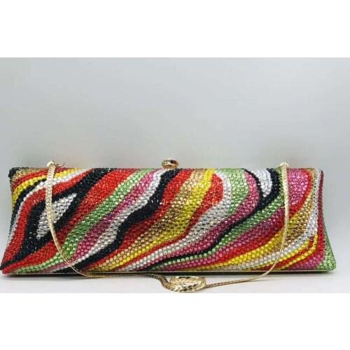 Gold Metal Crystal Evening Bag Handbags Fashion plain Chain Messenger Bags Luxury Women’s Party Purse Mini clutches bags wallet