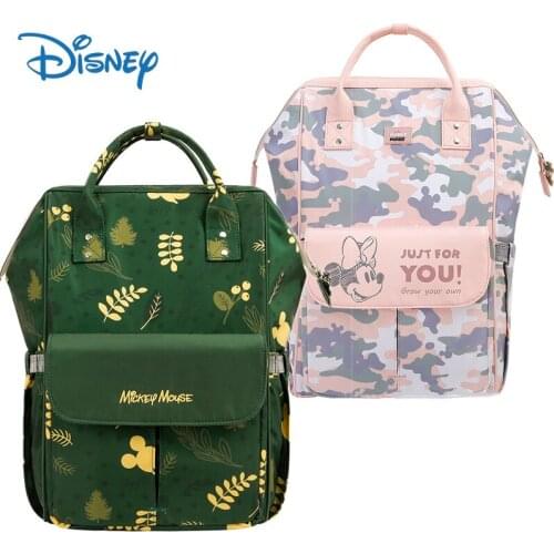 Disney Mickey Mouse Women Backpack Minnie Waterproof Large Capacity Diaper Bag Mummy Travel Backpack for Baby Cart Hanging Bags