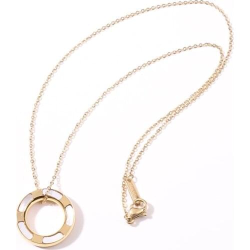 2020 New Arrival Womens Fashion Pendant Necklace Round Circle Design White Stone Ladylike Creative O-chain Necklace Jewelry