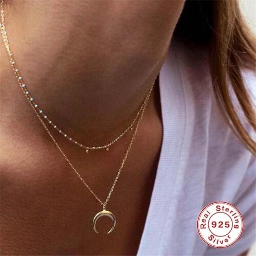 BOAKO Ins Moon Necklace For Women 925 Sterling Silver Jewelry Necklace Charms Gargantilla Plata De Ley 925 Collares #6
