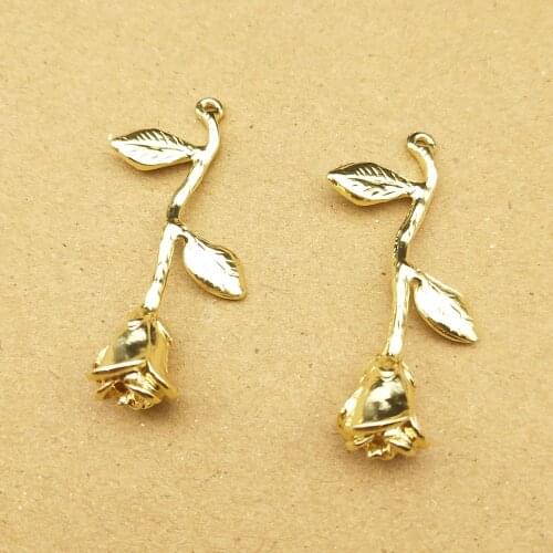 10pcs 20x38mm rose flower charm for jewelry making earring pendant bracelet and necklace charm