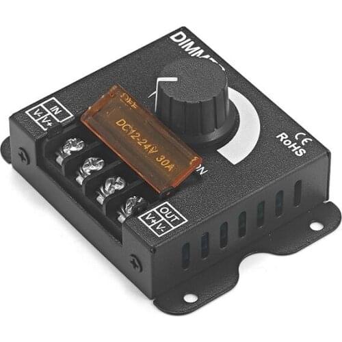 100pcs DC12V 24V 30A LED Dimmer Switch Brightness Adjustable Controller For 5050 3528 Single Color Strip Lamp Bulb LED Bar Light