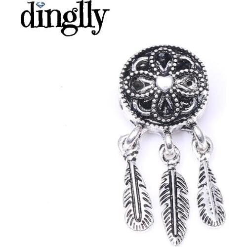 2Pcs/Lot Cutout Feather Beads Charms Capturing The Network Of Dreams Beads Fit Oroginal Brands Bracelet & Bangle Jewelry