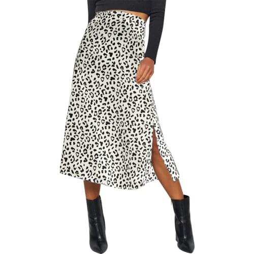 2020 Fashion Womens Leopard Print Split Skirt Sexy Wild High Waist Summer Chiffon Midi Skirt