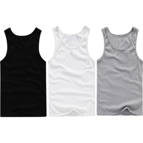 3Pcs/lot cotton Mens Sleeveless Top Muscle Vest Cotton Undershirts O-Neck Gymclothing Asian size Casual Shirt Underwear