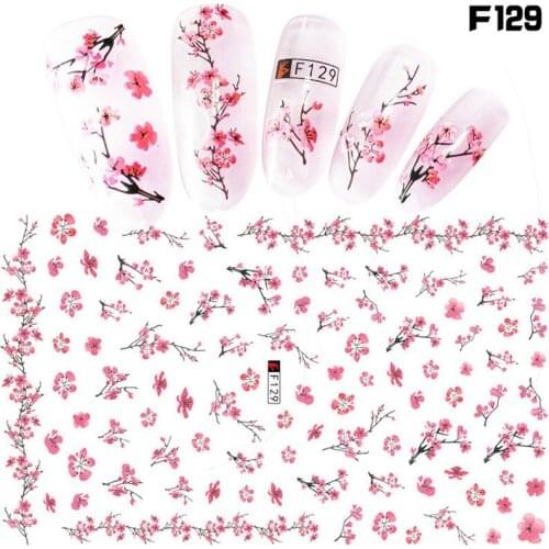 Flowers 3d Nail Stickers Self-adhesive Ultrathin Nail Art Decals Peachblossom Watercolor Bloom Hot Pink Manicure Tips Supplies