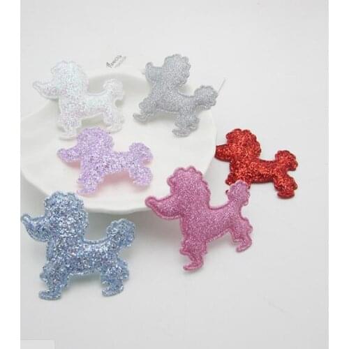 5x4.5cm 30pcs/lot Padded Shiny Dog Applique Patches For Clothing Sew On Cloth Stickers Decoration, DIY Children Hair Accessories
