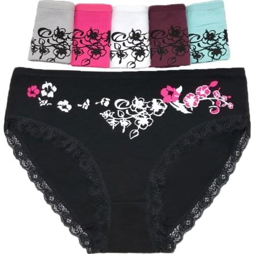 6PCS/Set Womens Cotton Panties Sexy Lace Lingerie Female Soft Underwear For Women Ladies Underpants Floral Briefs Womans panty
