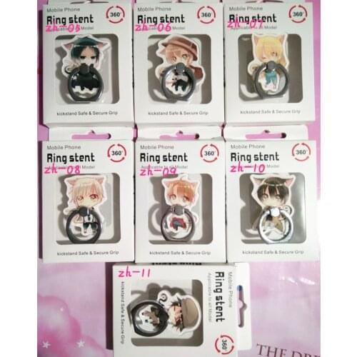 7 Pcs/lot Bungou Stray Dogs Model Doll Finger Ring Mobile Phone Stand Holder Acrylic 360 Degree Ring Stent Action Figure Toy