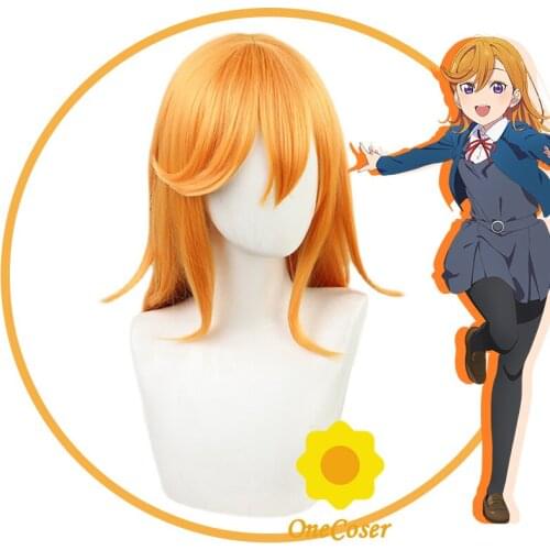 Anime Love live! Superstar!! Shibuya Kanon Cosplay Wig Orange Long Hair Synthetic Hair + Free Wig Cap Party Girls Women