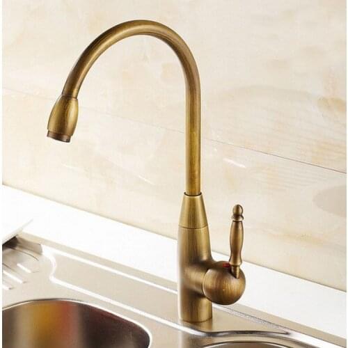 Antique Brass Single Handle Swivel Kitchen Bathroom Sink Basin Faucet Mixer Taps anf004