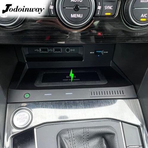 15W car wireless charger for Volkswagen Tiguan MK2 2018 2019 2020 power adapter dual USB ports for iphone 11 fast charging board
