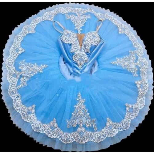 BLUE Ballet Tutu Child Kids Girls Professional Ballet Tutu Swan Lake Ballerina Dance Costumes Pancake Tutu Ballet Dress Girls
