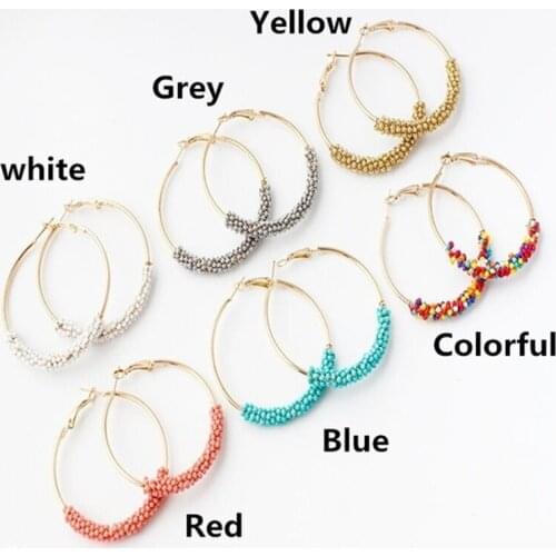 Bohemian Ethnic Style Ladies Fashion Fringe Multicolor Beads Exaggerated Circle Earrings Ladies Jewelry