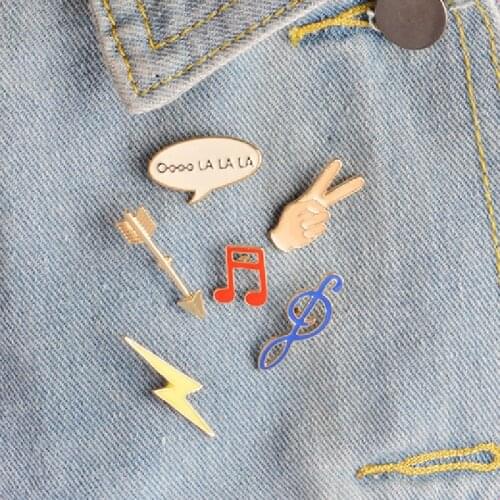 New Fashion Enamel Personality Palm Creative Musical Symbol Lightning Write Frame Brooch Sweater Shirt Denim Coat Lapel Badge