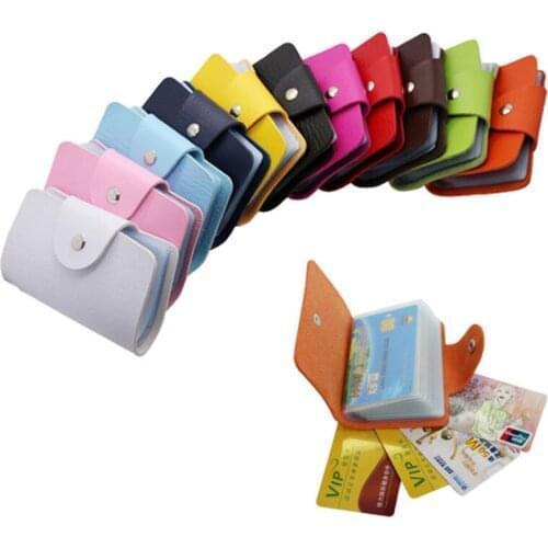 1PC PU Leather Function 24 Bits Card Case Business Card Holder Men Women Hasp Credit Passport Card Bag ID Passport Card Wallet