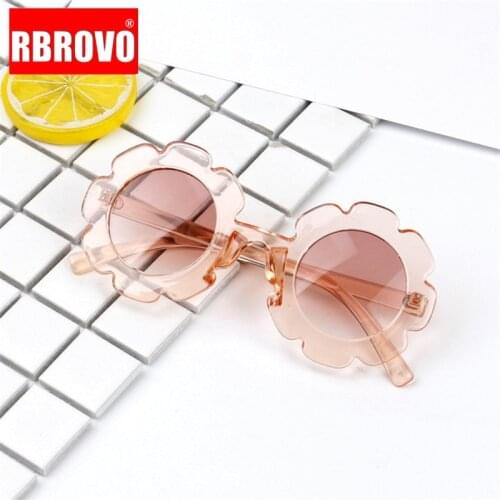 RBROVO 2021 Flower Silica Gel Sunglasses Children Travel Outdoor Sun Glasses Candy Color Goggles Street Beat Oculos De Sol UV400