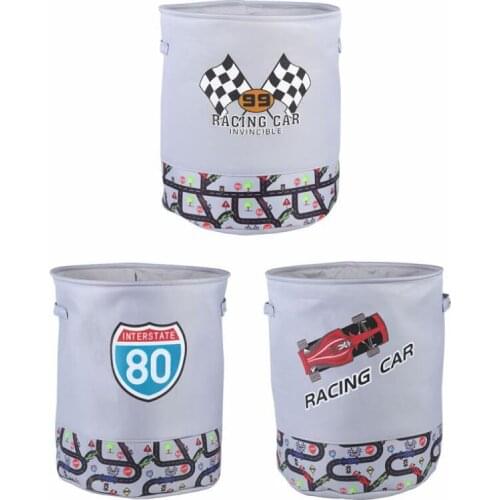 EVA Thick Racing car Waterproof Laundry Hamper Portable Clothes Storage Basket Home decoration barrel Folding kids toy organizer