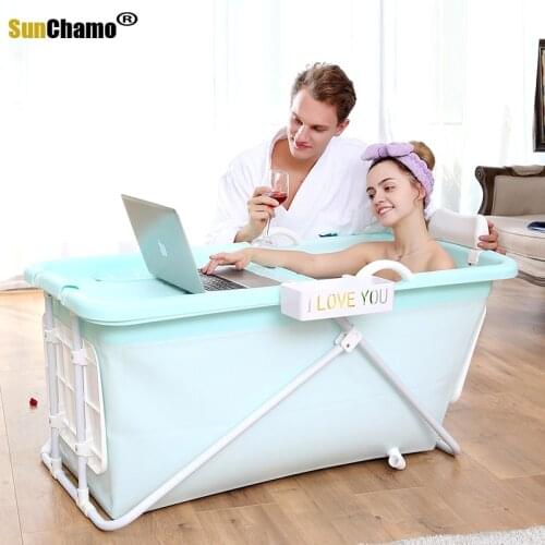 European Adult Folding Portable Insulation Bathtub Adult Inflatable Bathtub Plastic Bath Tub Food Grade Non-toxic Soft Material