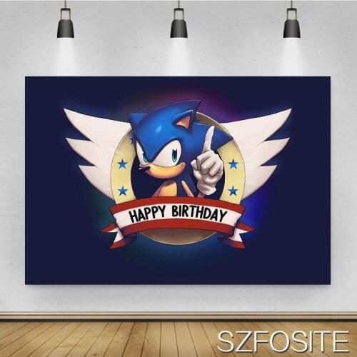 Cartoon Index Finger Blue Hedgehog Background Boy Birthday Scene Decoration Photography Studio Photo KIDS Room Wall Backdrop