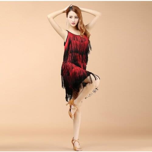 LD0015# Latin Dance Dress Female Adult Autumn Performance Dress Competition Liusu Latin Skirt Dress Dress