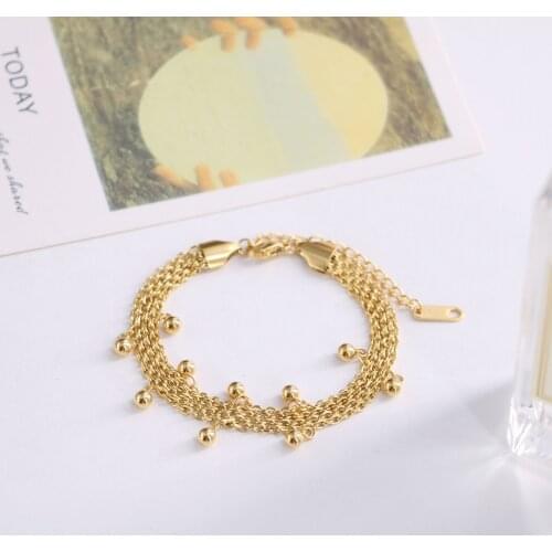 Titanium Steel 2021 New Fashion Upscale Jewelry Minimalism Casual 4 Layer Beaded Charm Chain Bracelets Bangles For women