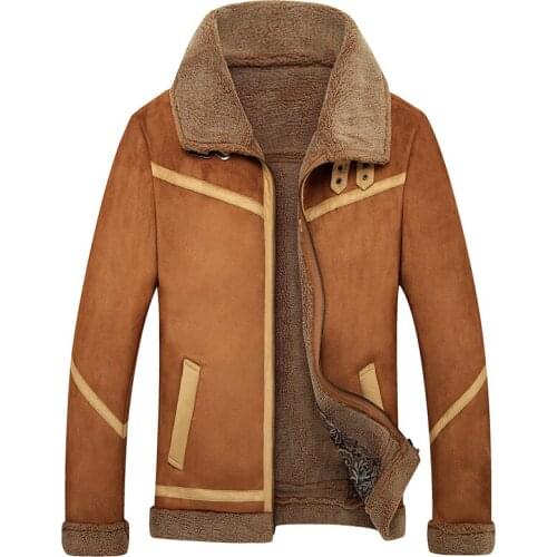 Pop Pop winter leather coats mens faux fur coat male leather jacket fleece lined velvet thick slim thermal fur jacket men Noble