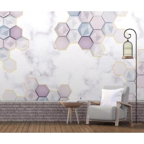 Custom 3D mural wallpaper stereo geometry irregular hexagonal marble wall decoration wallpaper
