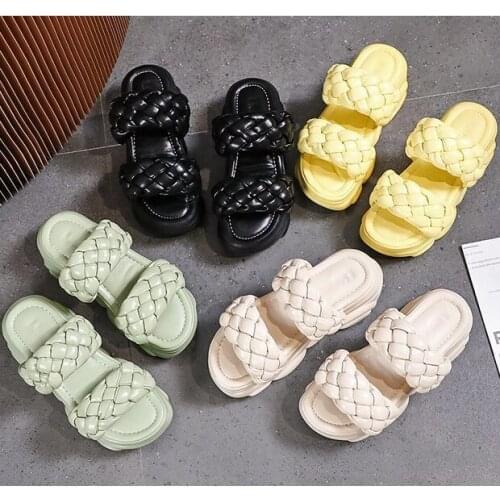 Summer Women Slipper Brand Weave Sandals Women Summer Fashion Womens Sandals 2021 Casual Beach Flip Flops Thick Bottom Slippers