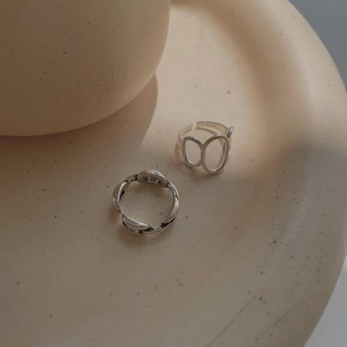 925 Sterling Silver Geometric Thai Silver Rings for Women Hollow Lines Chain Adjustable Rings Jewelry New