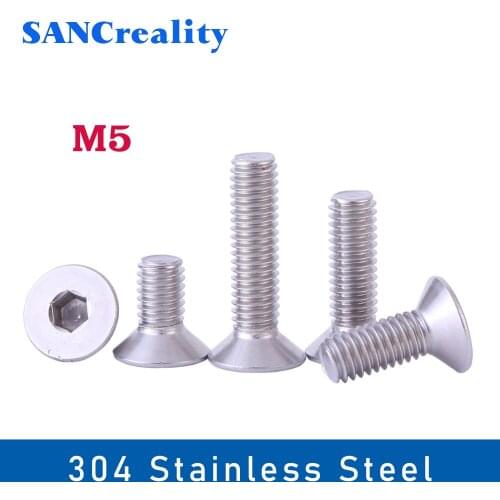 M5 Hexagon Hex Socket Countersunk Screw Flat Head Screw Allen Bolts 304 Stainless Steel