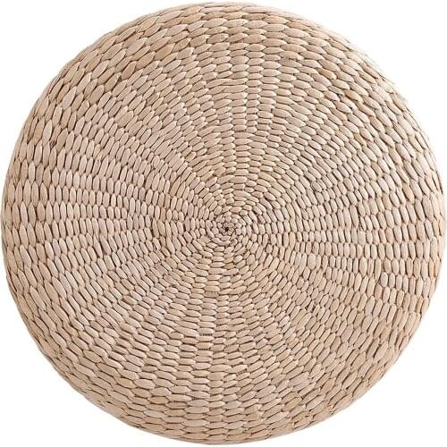 Straw Weaving Round Seat Cushion, Handmade Floor Sitting Pad for Yoga/Tea Ceremony