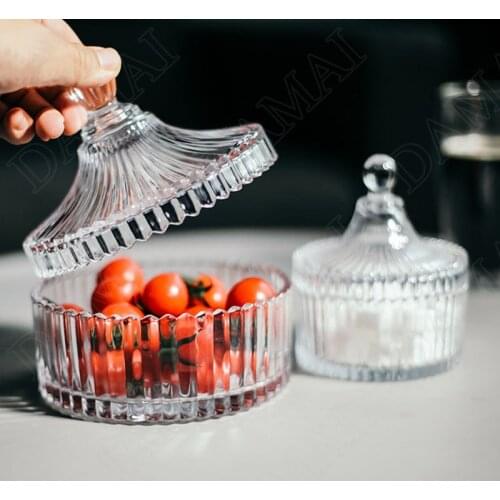 Glass with Lid Storage Jar Jewelry Cosmetic Containers Crystal Can Sugar Jars Tea Caddy Desktop Organizer Home Decoration Modern