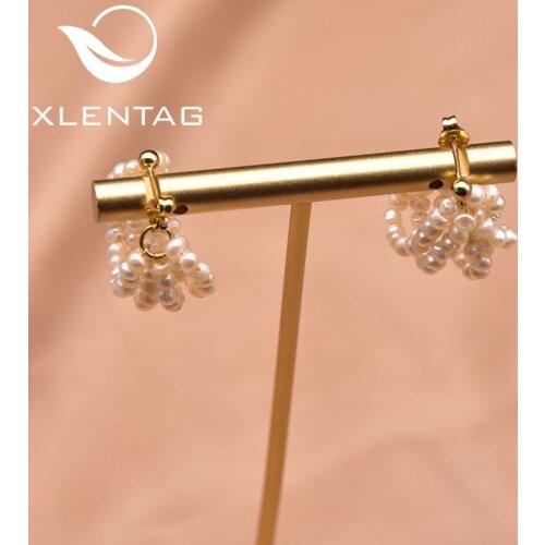 Xlentag Natural Freshwater Millet Beads Pearl Multilayer 925 White Fungus Earrings Women Retro Luxury Gift Jewelry GE1043
